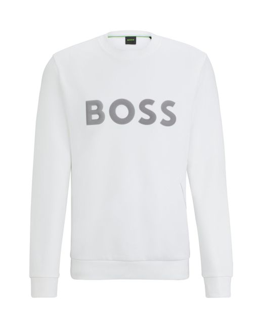 Boss White Cotton-blend Sweatshirt With 3d-moulded Logo for men