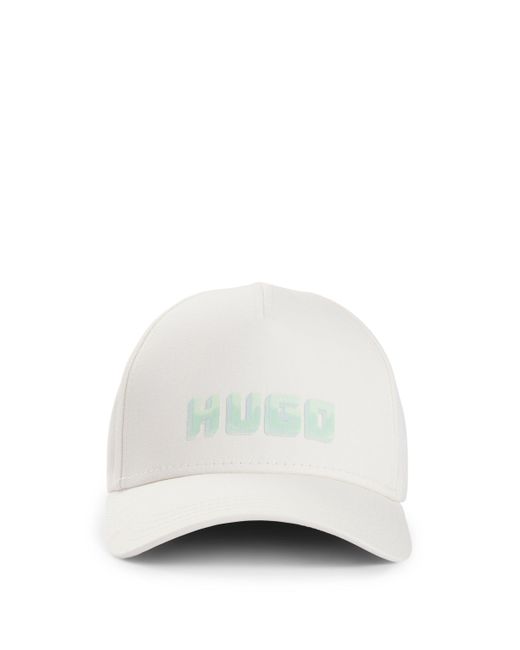 HUGO White Cotton-twill Five-panel Cap With Logo Detail for men
