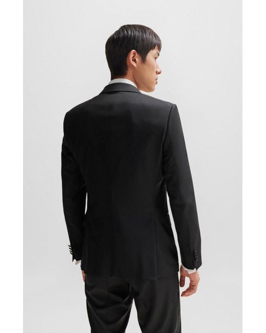 Boss Black Slim-fit Tuxedo Jacket In Virgin-wool Serge for men