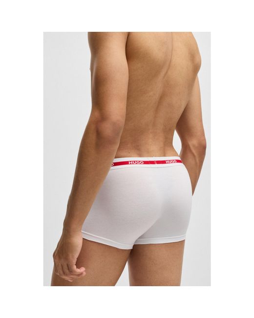 HUGO White Three-Pack Of Logo Trunks for men