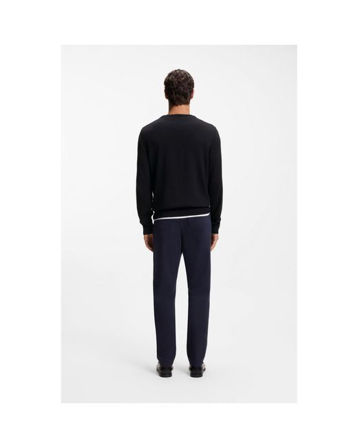 Boss Black Cotton Sweater With Embroidered Logo for men