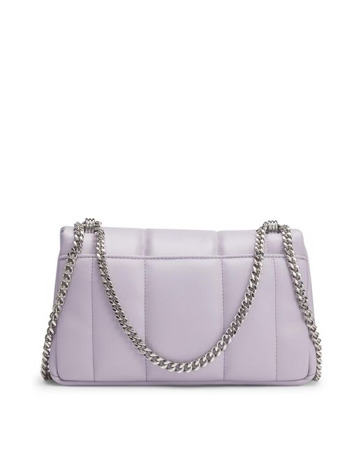 Boss Purple Quilted Shoulder Bag With Double B Monogram Hardware