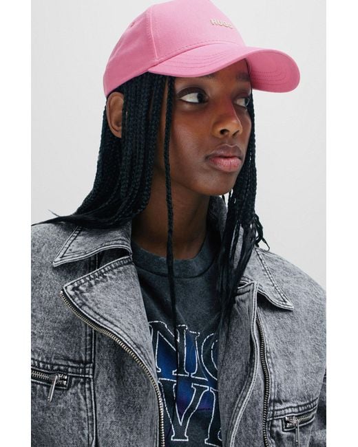 HUGO Pink Cotton-twill Cap With Embroidered Logo