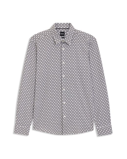 Boss Slim-Fit Overhemd Van Een Katoenmix Met Bloemenprint in het Gray voor heren