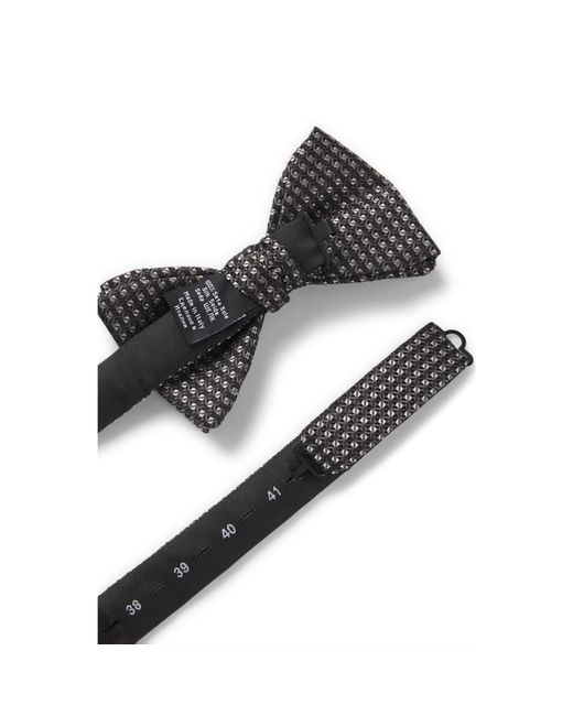 HUGO Black Silk Bow Tie With Jacquard Pattern for men