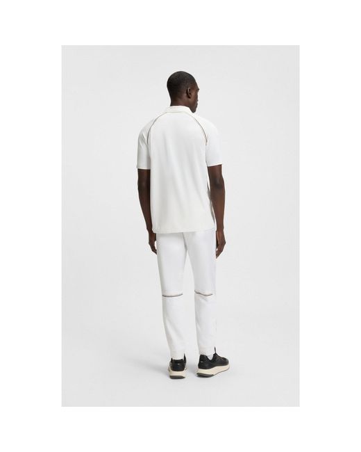 Boss White Active Slim-Fit Polo Shirt With Odour Control for men