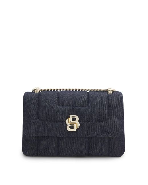 Boss Blue Gesteppte Umhängetasche Aus Denim Mit Double-B-Monogramm