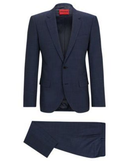 Costume Slim Fit en twill stretch HUGO pour homme en coloris Blue