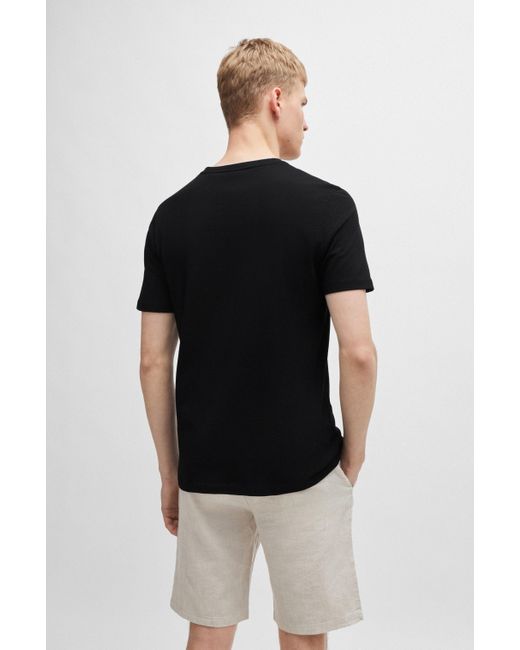 Boss T-shirt Van Katoenen Jersey Met Logopatch in het Black voor heren
