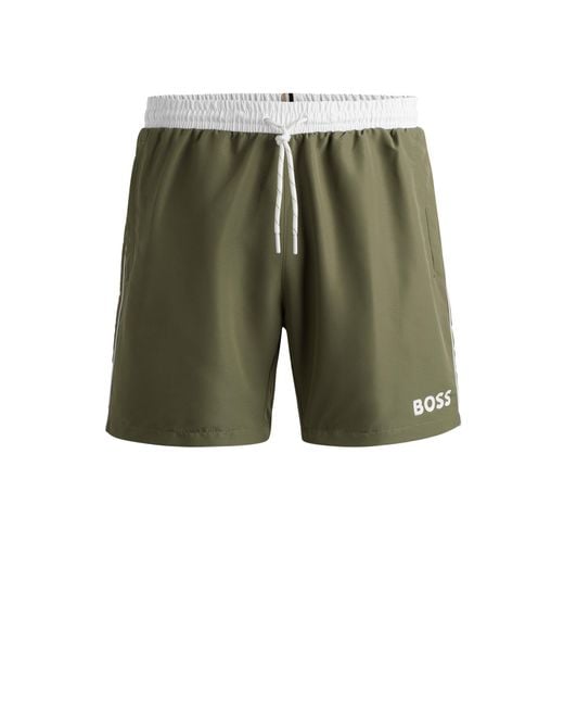 Boss Green Quick-dry Swim Shorts With Contrast Details for men