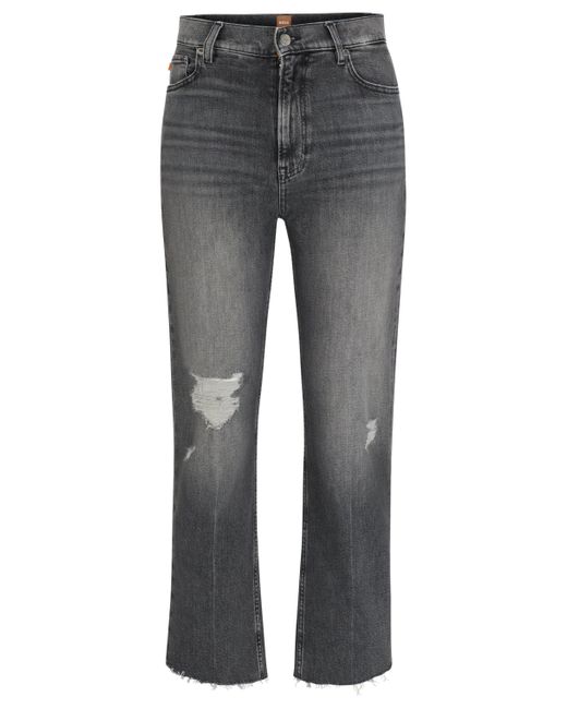 Boss Gray Slim-fit Jeans In Grey Stretch Denim