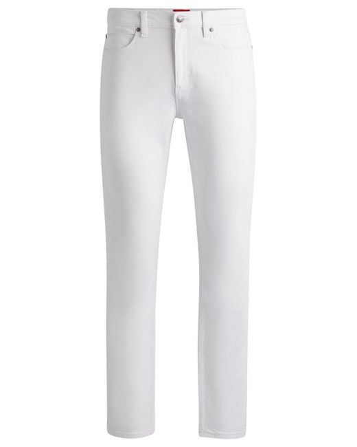 HUGO Black Slim-fit Jeans In White Stretch Denim for men