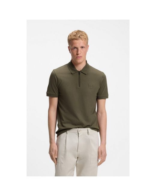 Boss Green Stretch-Cotton Slim-Fit Polo Shirt With Logo Patch for men