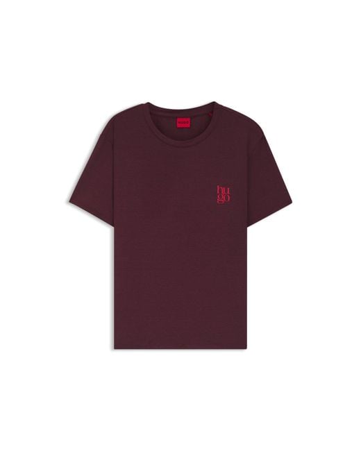 HUGO Red Stretch-Jersey Pyjama T-Shirt With Logo Print