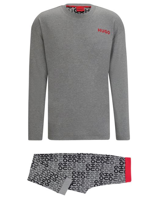 BOSS by HUGO BOSS Cotton Relaxedfit Pajamas With Branded Details in Gray for Men Lyst