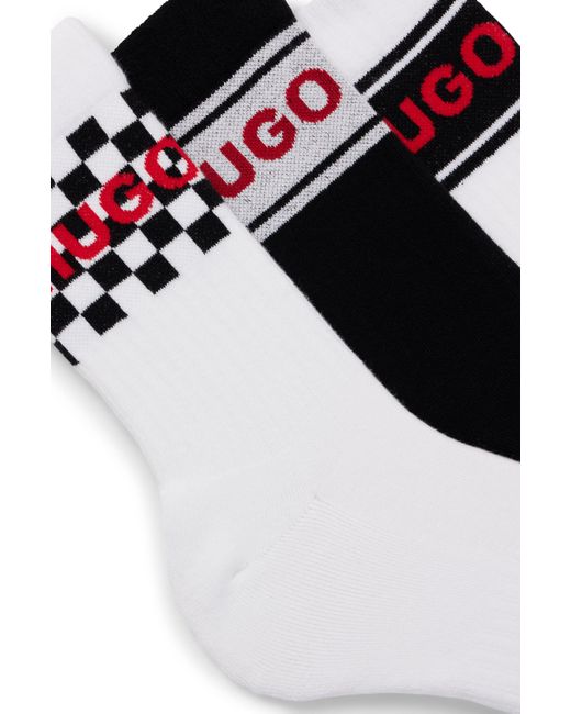HUGO Dreier-Pack kurze Logo-Socken aus Baumwoll-Mix in White für Herren