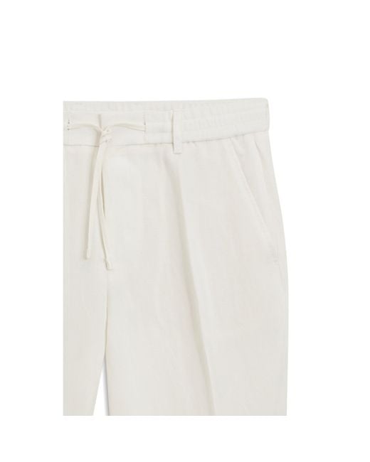 Boss White Tapered-Fit Trousers With Drawcord Waist for men