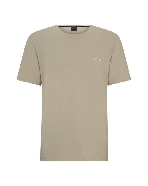 Boss Natural Stretch-cotton T-shirt With Embroidered Logo for men