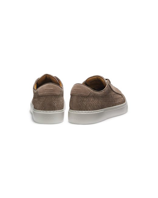 Boss Gray Gary Trainers With Woven Suede Uppers for men