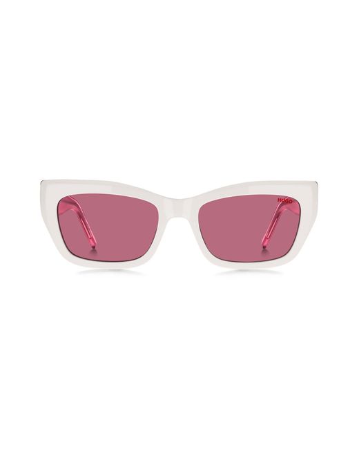 HUGO White-acetate Sunglasses With Pink Contrasts