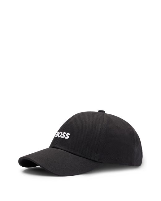 Boss Black Cotton-twill Six-panel Cap With Embroidered Logo for men