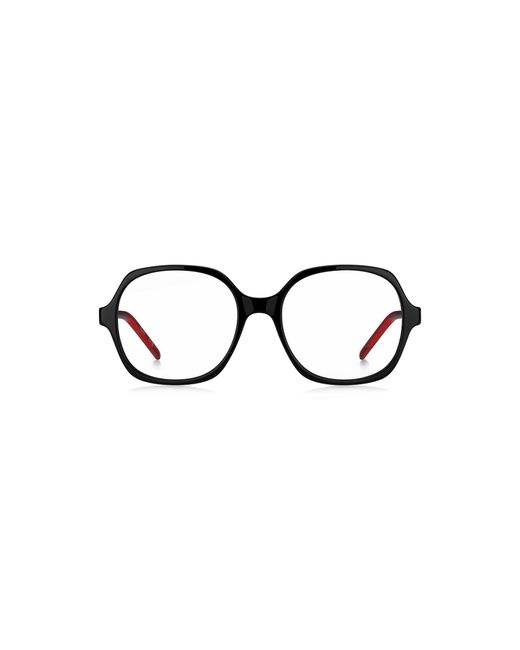 HUGO Black Acetate Optical Frames With Signature- Layered Temples