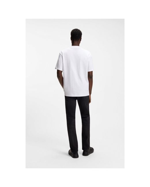 HUGO White Relaxed-Fit T-Shirt With Central Logo Detail for men