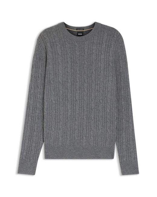 Pull En Maille Torsadée De Laine Et Cachemire Boss pour homme en coloris Gray
