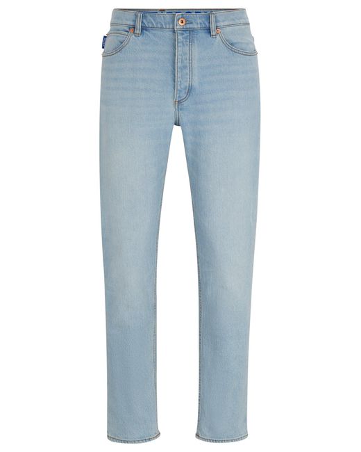 HUGO Tapered-fit Jeans In Light-blue Stretch Denim for men