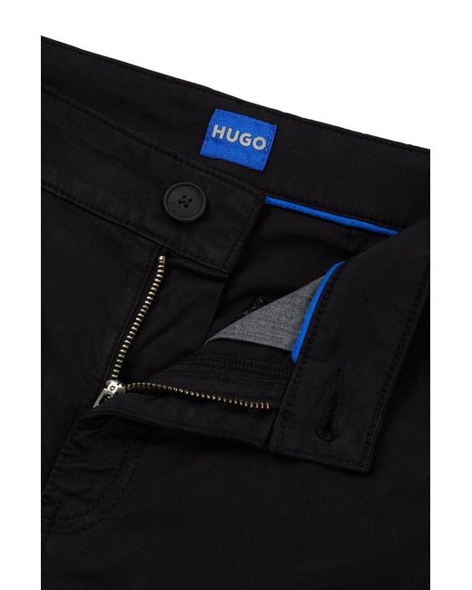 HUGO Black Casual-fit Cropped Chinos In Stretch Cotton