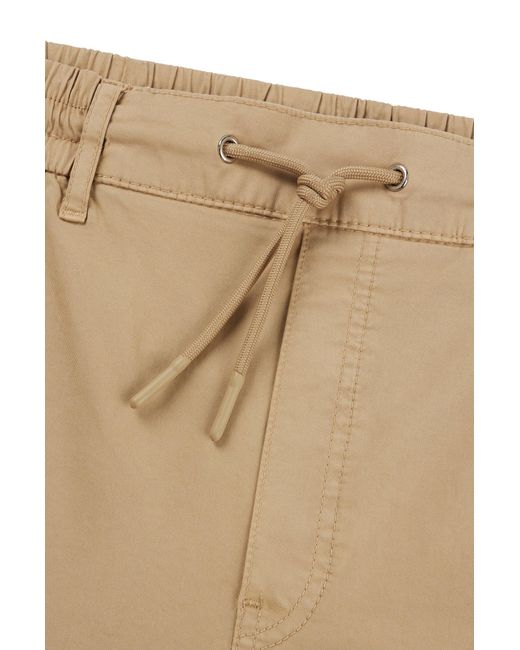 HUGO White Relaxed-fit Shorts In Stretch Cotton With Logo Label