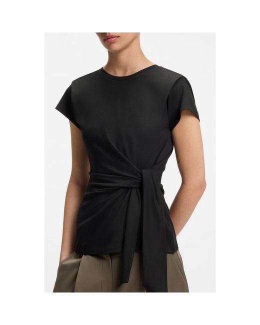 Boss Black Fitted T-Shirt With Waist Knot Detail