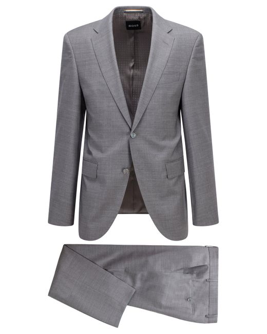 BOSS by HUGO BOSS Wolle Regular-Fit Anzug aus Schurwolle mit dezentem  Muster in Grau für Herren | Lyst DE