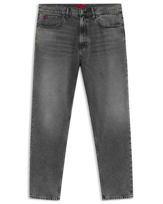 HUGO Tapered-Fit Jeans Van Denim Met Used-Effecten in het Gray voor heren