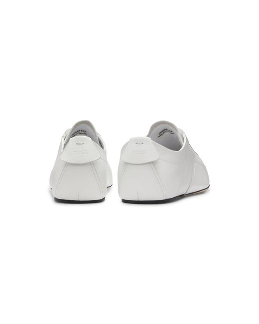 Boss White Nappa-Leather Trainers With Deed Logo for men