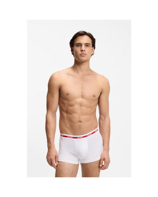 HUGO Red Three-Pack Of Stretch-Cotton Trunks With Logo Waistbands for men