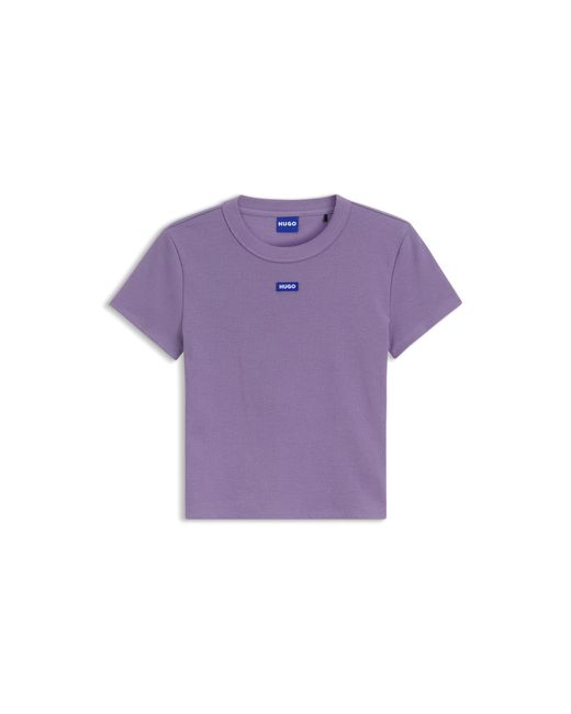 HUGO Purple Slim-Fit Cropped T-Shirt