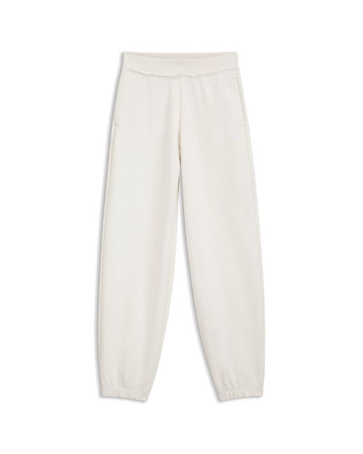 HUGO White Relaxed-Fit Cotton Joggers With Embroidered Logo