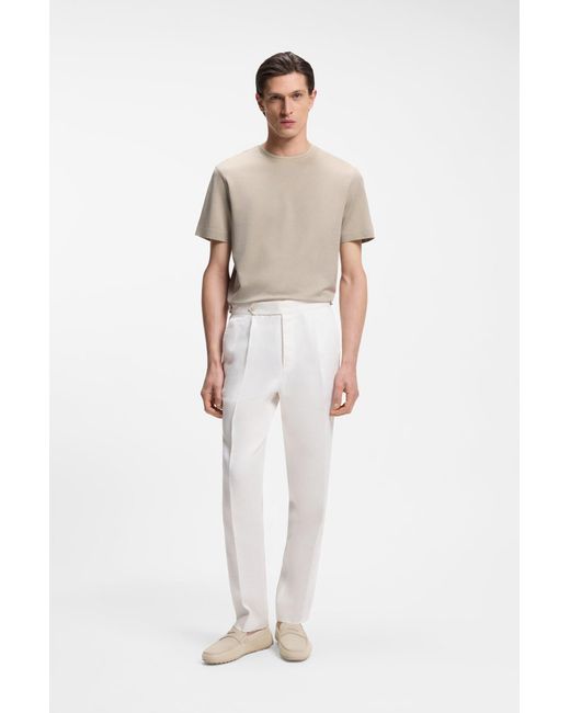 Boss T-Shirt Aus Merzerisierter Baumwolle Mit Dreifarbigem Jacquard-Muster in Natural für Herren