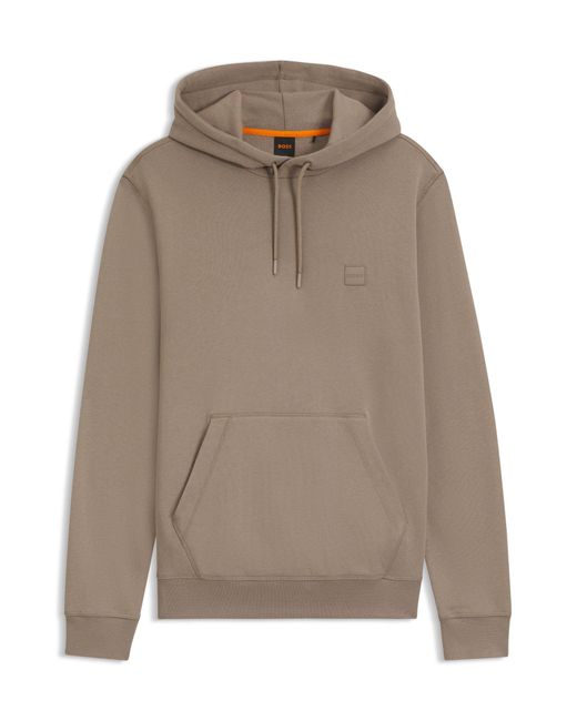 Boss Hoodie Van Katoenen Badstof Met Logopatch in het Natural voor heren