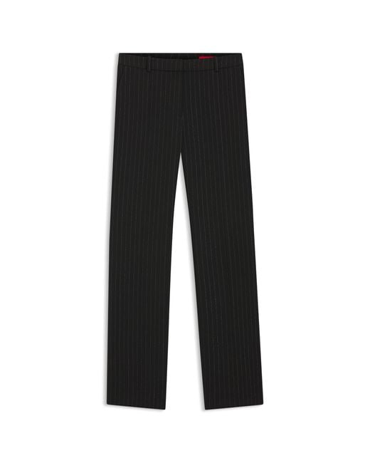 HUGO Black Regular-Fit Trousers With Sparkling Pinstripe