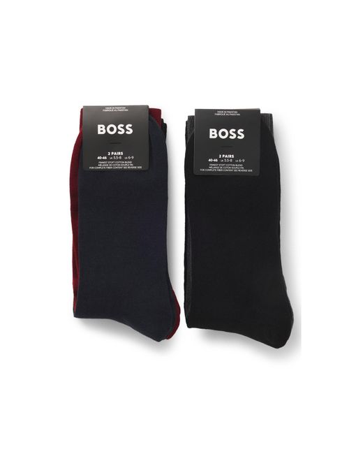 Boss Blue Four-Pack Of Regular-Length Socks With Logos for men