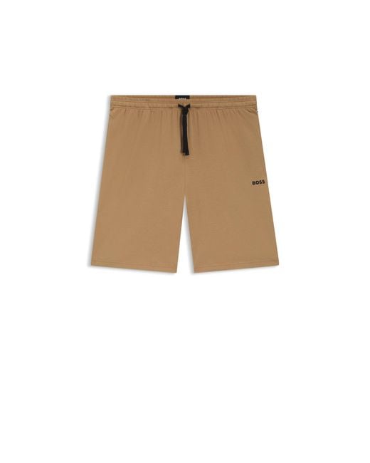 Boss Natural Logo-Embroidered Shorts for men