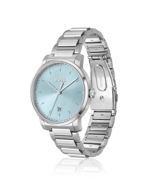 Boss H-link-bracelet Watch With Light-blue Dial for men