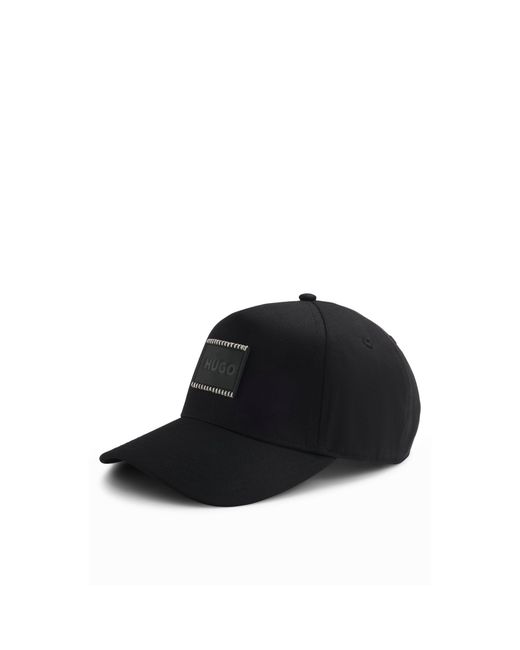 HUGO Black Cotton-Twill Cap With Logo Patch for men