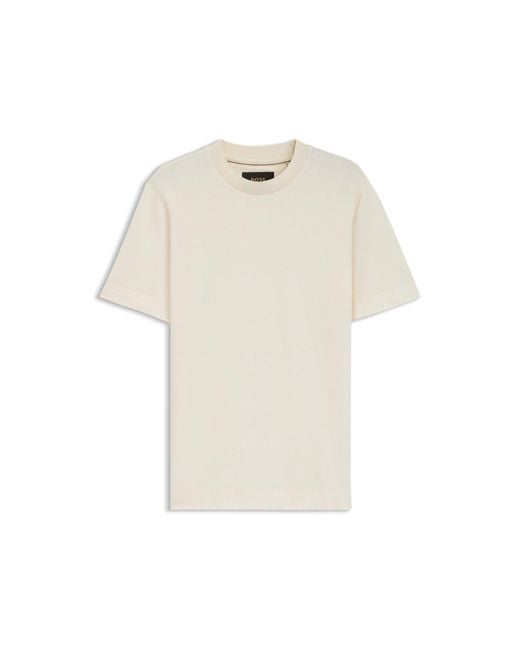 Boss Natural Cotton-Silk T-Shirt With Prince Of Wales Check for men