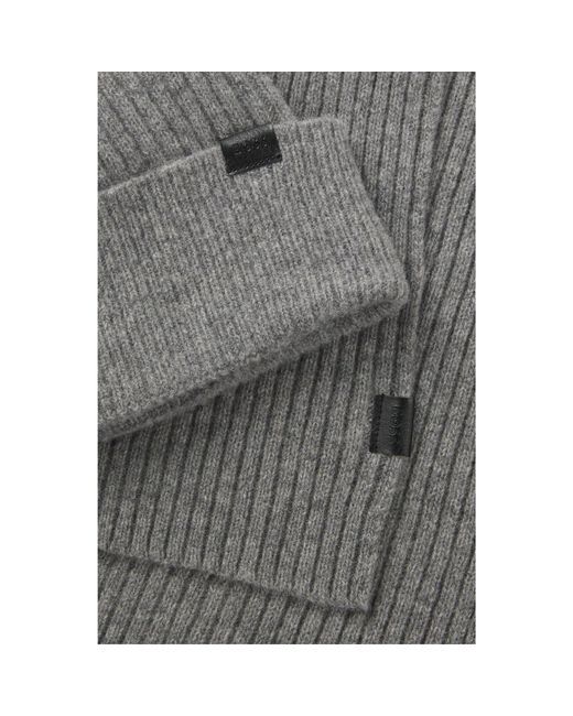 Boss Gray Gift-Boxed Hat And Scarf Set for men