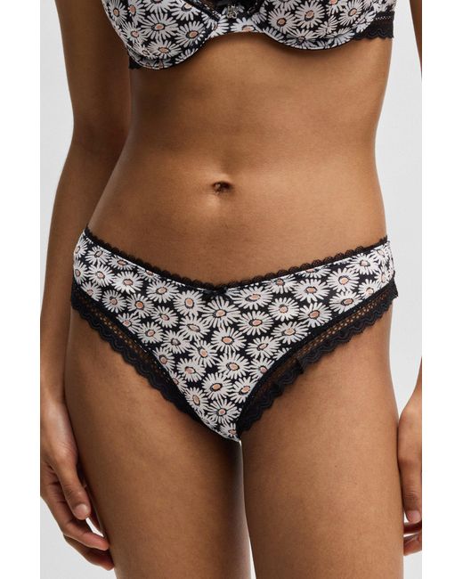 HUGO Multicolor String Mit Gänseblümchen-Print Und Spitzenbesätzen