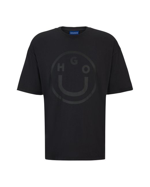 HUGO Black Oversized-fit T-shirt In Cotton With New-season Logo