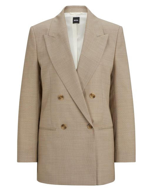 Veste Relaxed Fit en laine italienne épaisse à effet galuchat Boss en coloris Natural